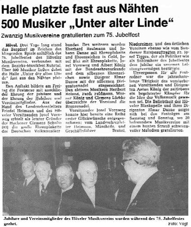 Zeitungsbericht 75jähriges Jubiläum